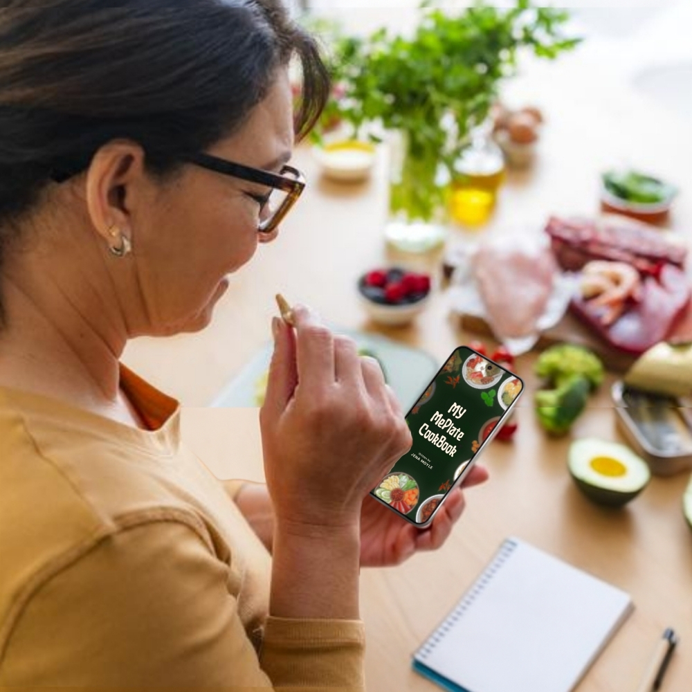 Happy woman with meal plan